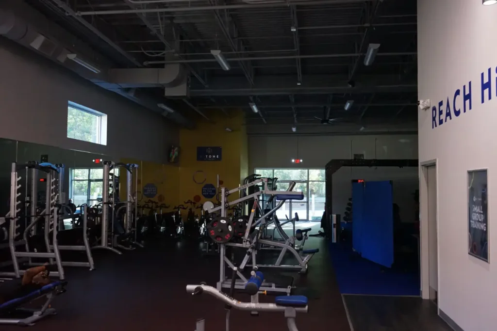 A room full of gym equipment.