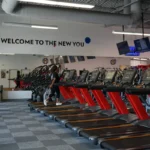 A row of treadmills.