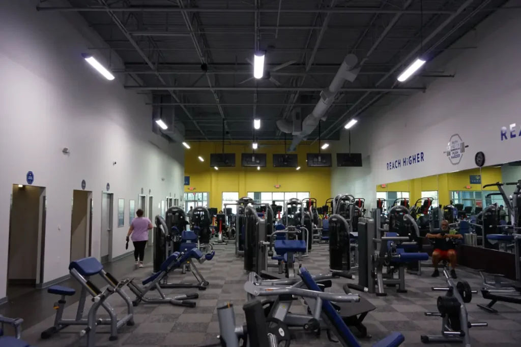 A room full of gym equipment.