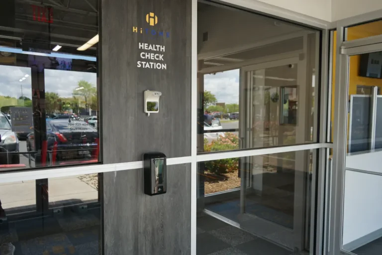 HiTONE fitness storefront and health check station.