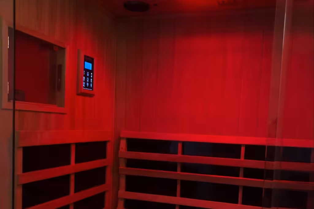 Inside of an infrared sauna.