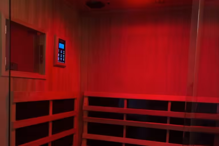 Inside of an infrared sauna.