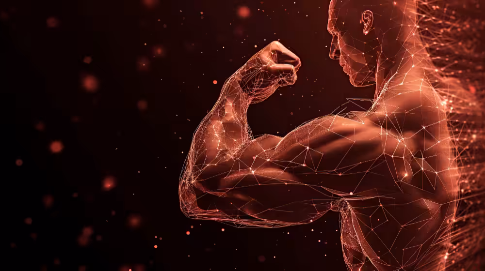 Digital illustration of a muscular arm flexing.