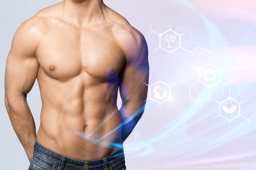 Muscular male torso with abstract background