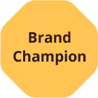 Orange hexagon with 'Brand Champion' text