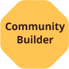Octagonal badge with 'Community Builder' text