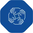 Interlocking hands teamwork icon