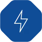 Blue icon with white lightning bolt